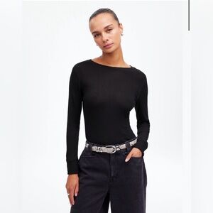 Madewell Black Ribbed Long Sleeve Top